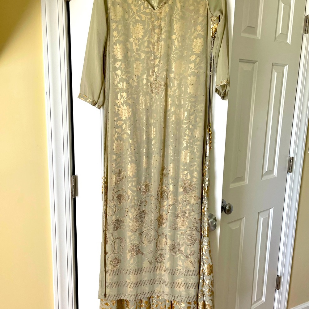 Gold and beige Indian outfit